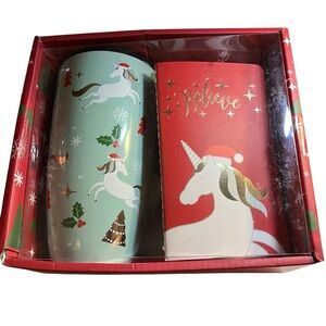 Christmas Unicorn Lidded Ceramic Mug & Notebook Set